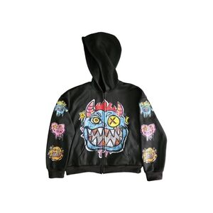 SHEIN Black Monster Graphic Hoodie